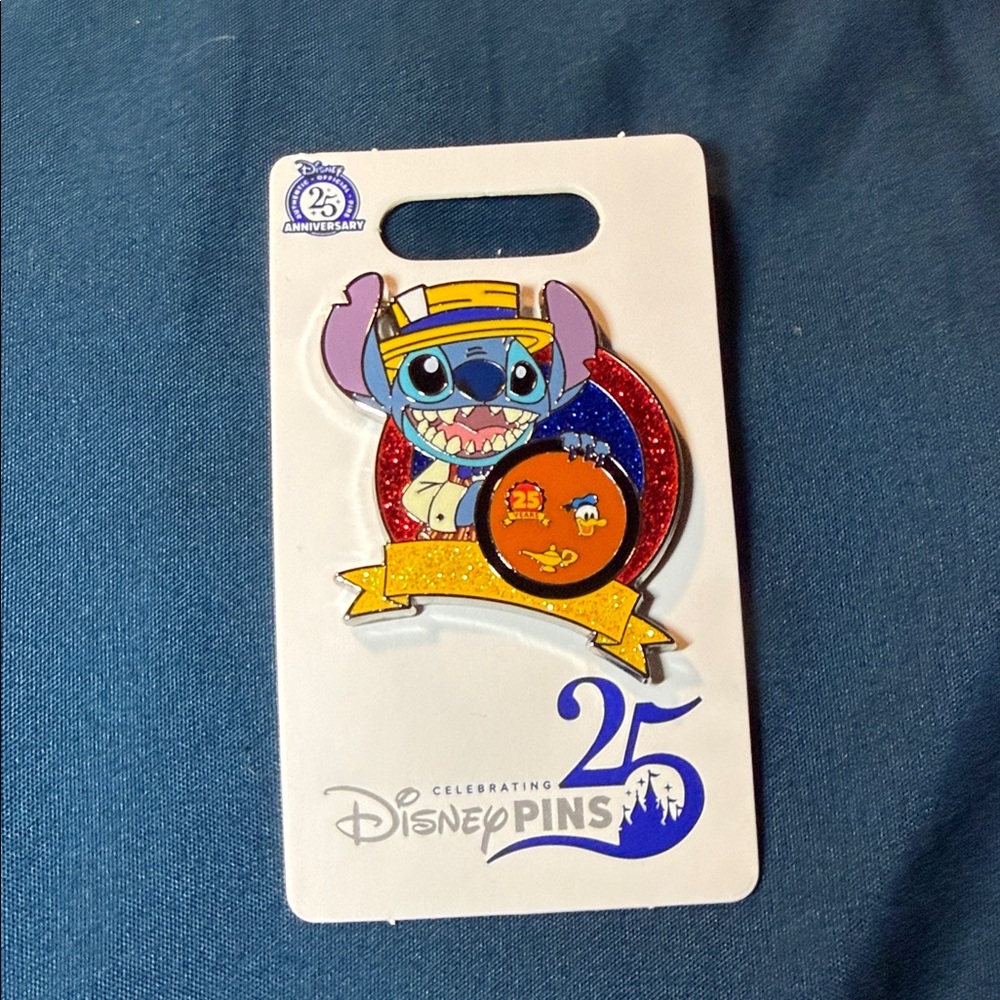 Disney 25th Celebration Stitch Pin with Blue and Orange